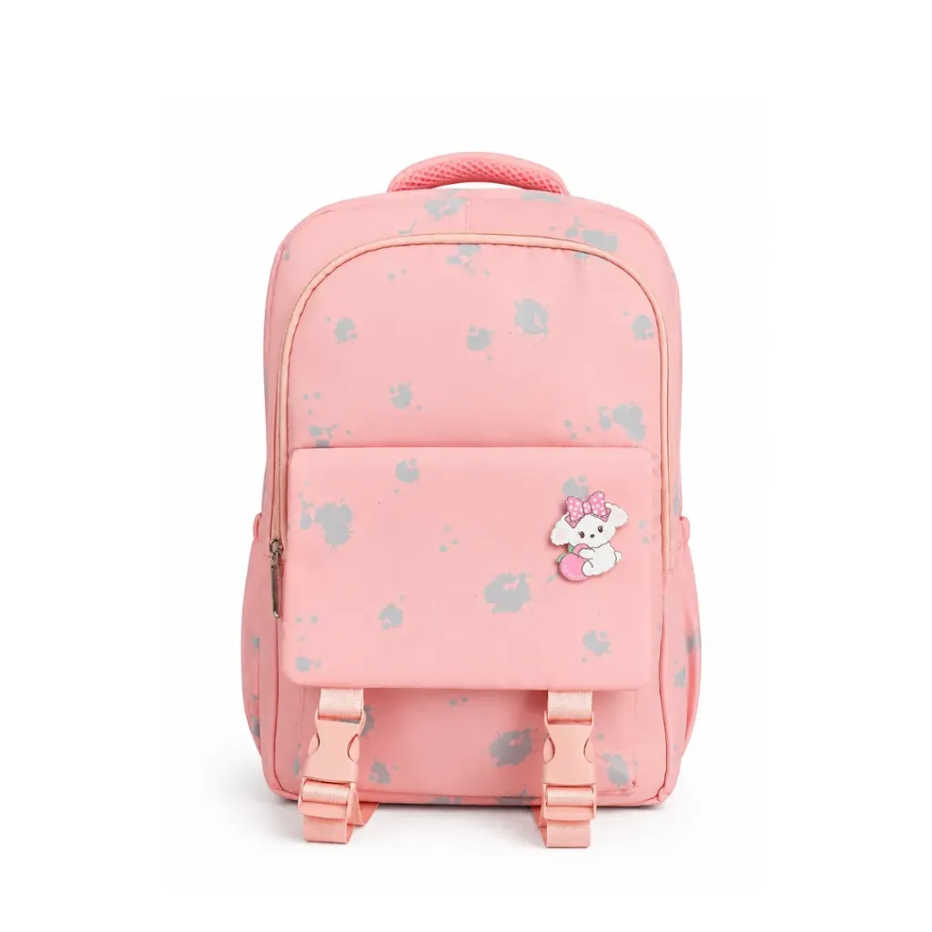 [SAC-C009] Sac à Dos Rose Rose avec Badge Chien