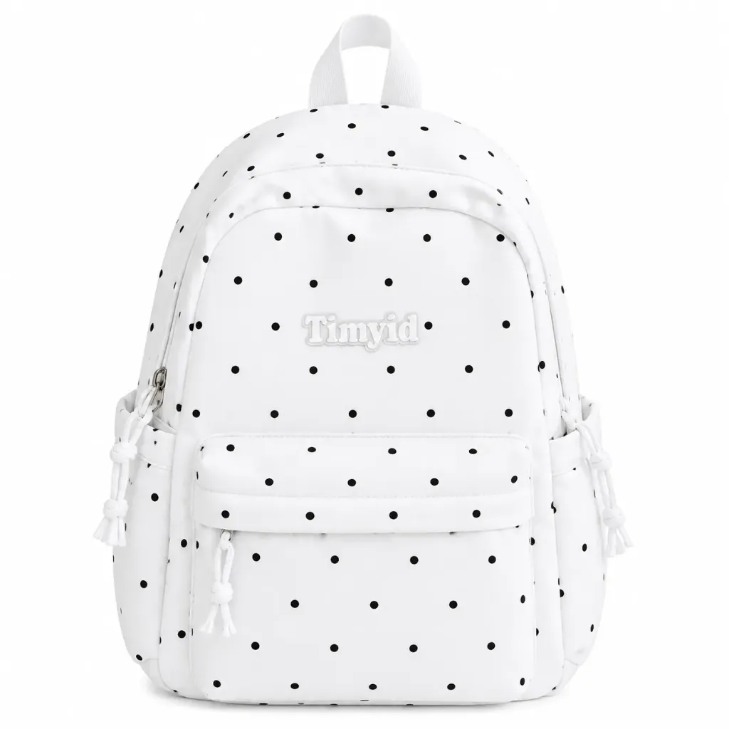 [SAC-C014] Sac à Dos Étudiant à Points - Blanc