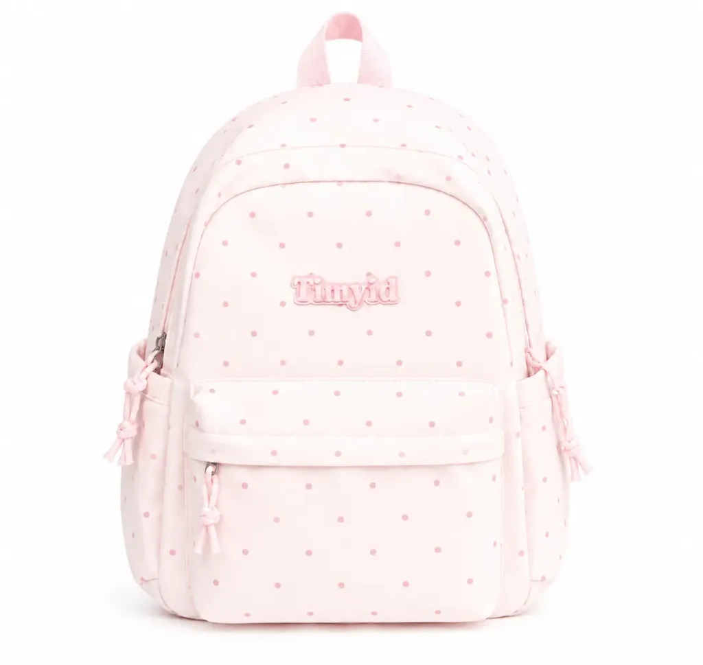 [SAC-C018] Sac à Dos Étudiant à Points - Rose Pastel