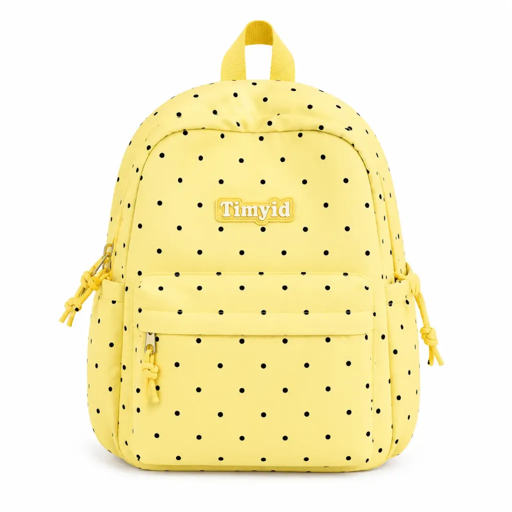[SAC-C016] Sac à Dos Étudiant à Points - Jaune Pastel