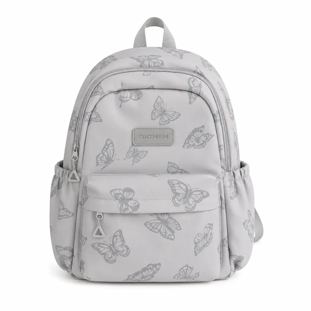 [SAC-C019] Sac à Dos Doux Motif Papillon - Gris