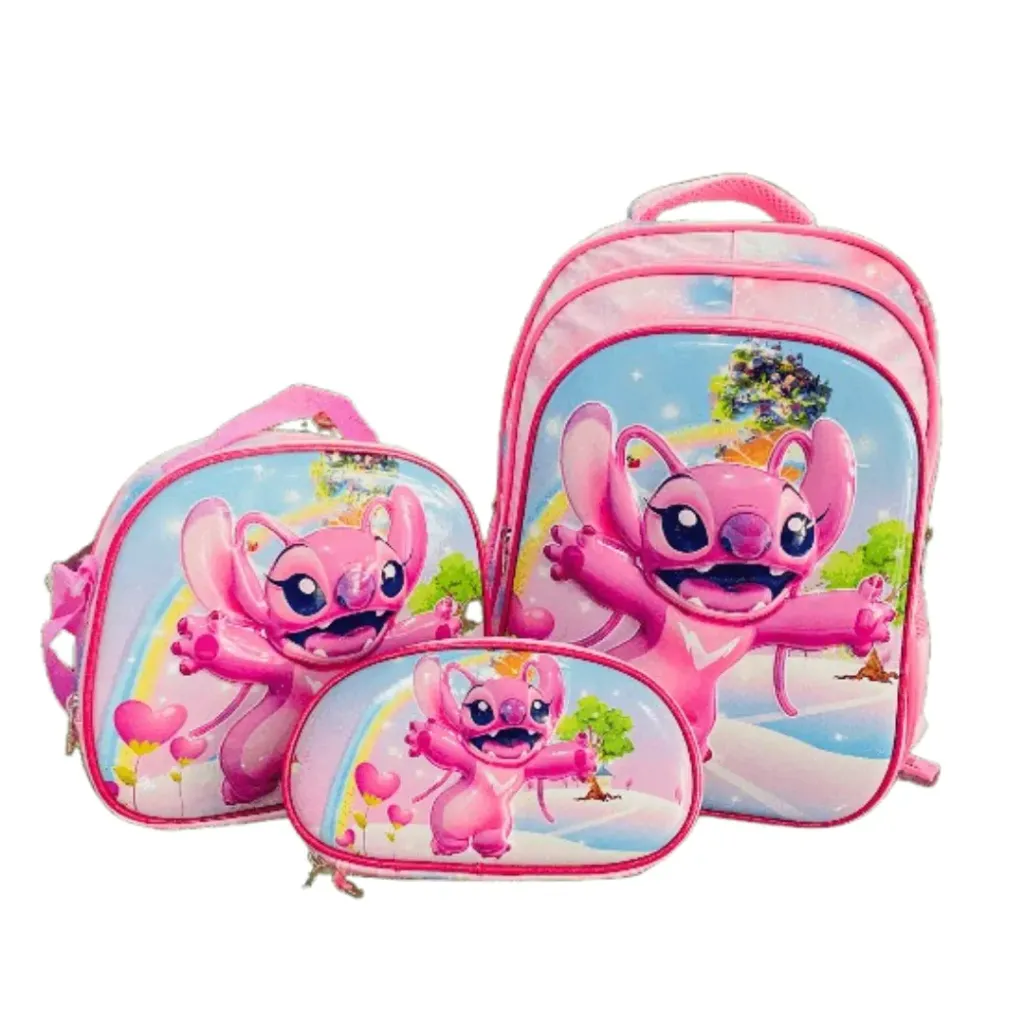 [SAC3-001] SAC à dos 3 pièces - Stitch Rose bébé(fille)